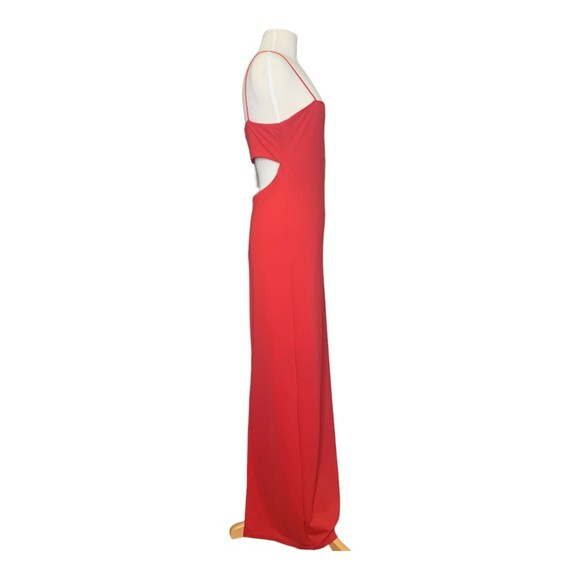 NWT ALICE + OLIVIA Nelle Nylon Cutout Maxi Dress in Bright Poppy 10 Square Neck - Picture 7 of 12
